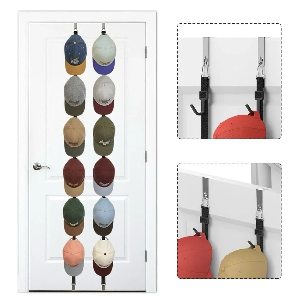 Baseball Cap Hat Rack Wall Door Hanger Holder Storage Organizer 16 Hooks
